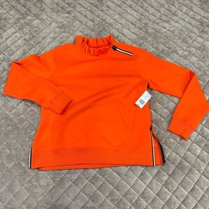 Orange Women's Active Sweater with Ruffle Collar